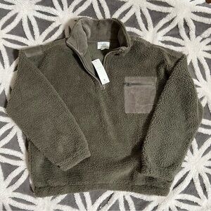 NWT Olive and Oak Sherpa Half Zip Pullover